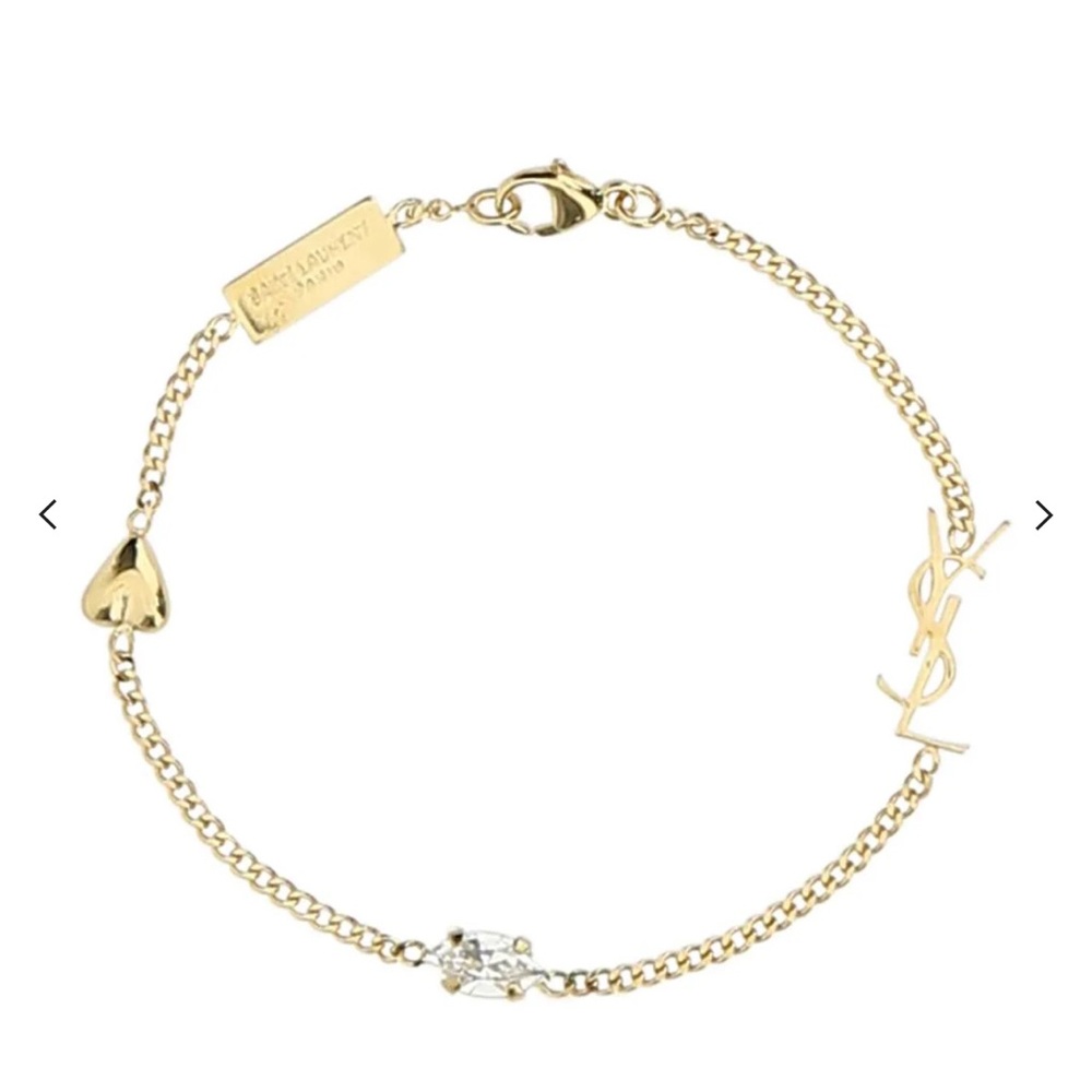 Saint Laurent Cassandre Heart Charm Bracelet